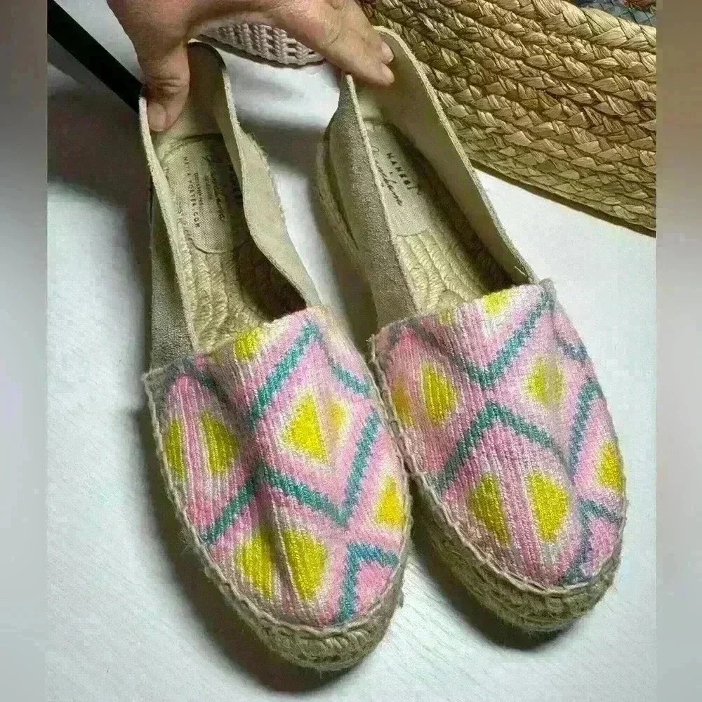 Manebi x Guanabana Neon Woven Geometric Platform Espadrilles Size 10